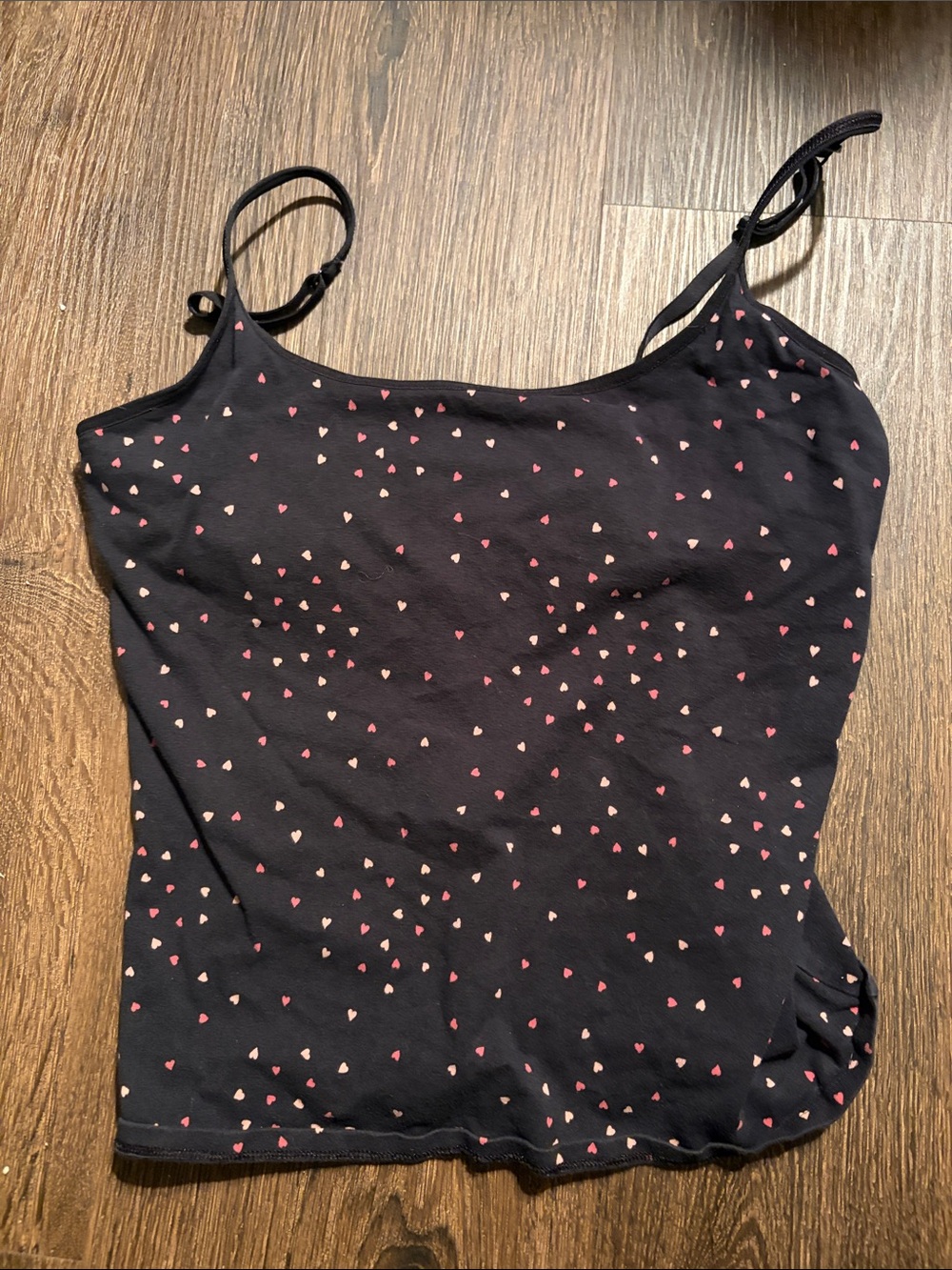 Victoria's Secret Black Camisole with Pink Heart Print